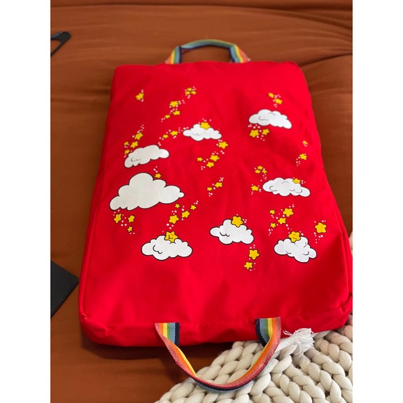 1983 Vintage CARE BEARS GARMENT BAG Blue Vinyl Rainbow Handles - Picture 3 of 4